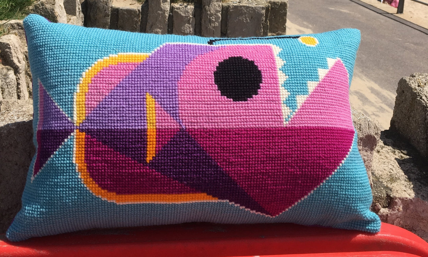 anglerfish cross stitch cushion kit